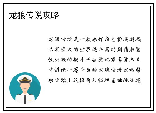 龙狼传说攻略