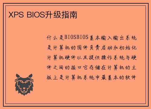 XPS BIOS升级指南